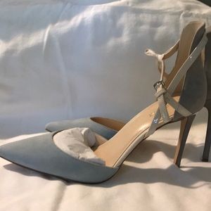 Nine West suede light blue, grey and cream heel